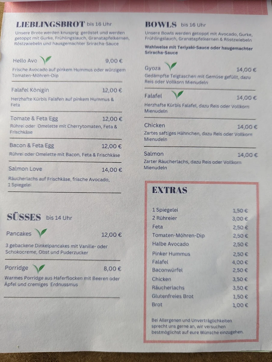 Speisekarte, Mint & Things