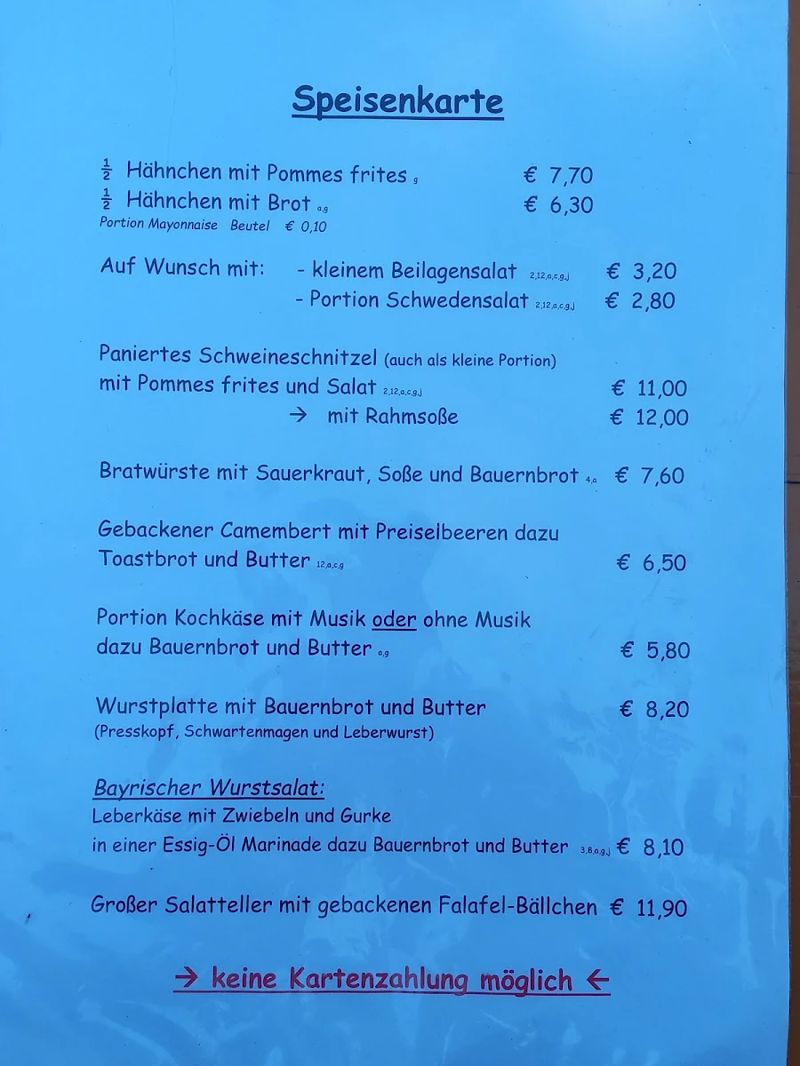Speisekarte, Gasthaus Aschafftal