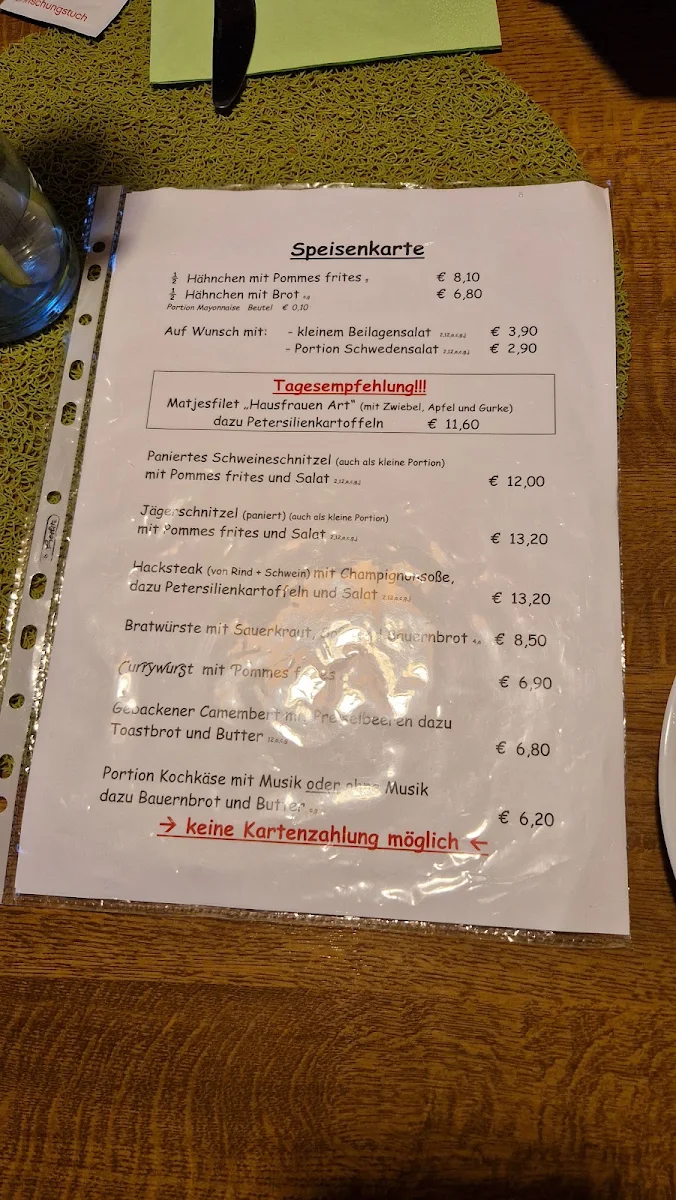 Speisekarte, Gasthaus Aschafftal