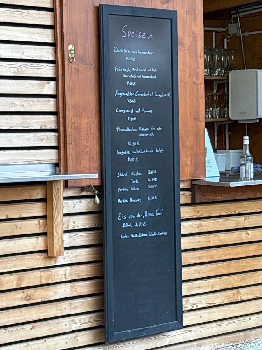 Speisekarte, fuchs+hase Biergarten Schönbronn