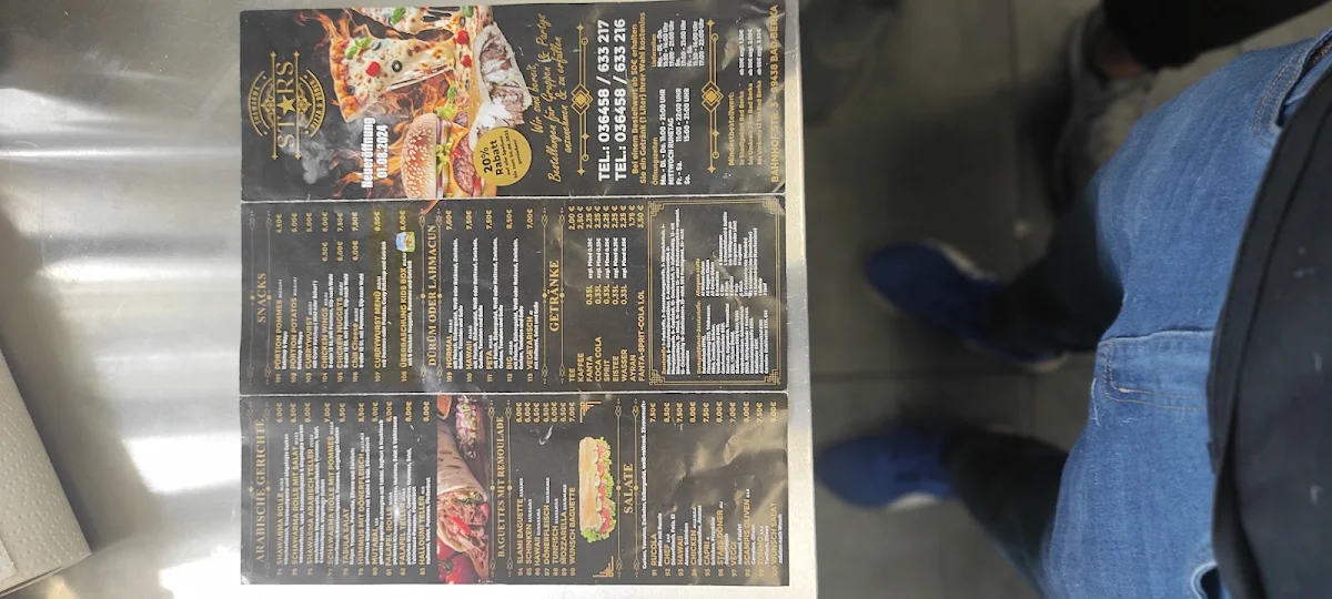Speisekarte, Stars Pizza & Döner