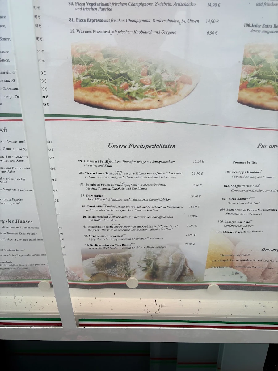 Speisekarte, Pizzeria Ristorante Espresso