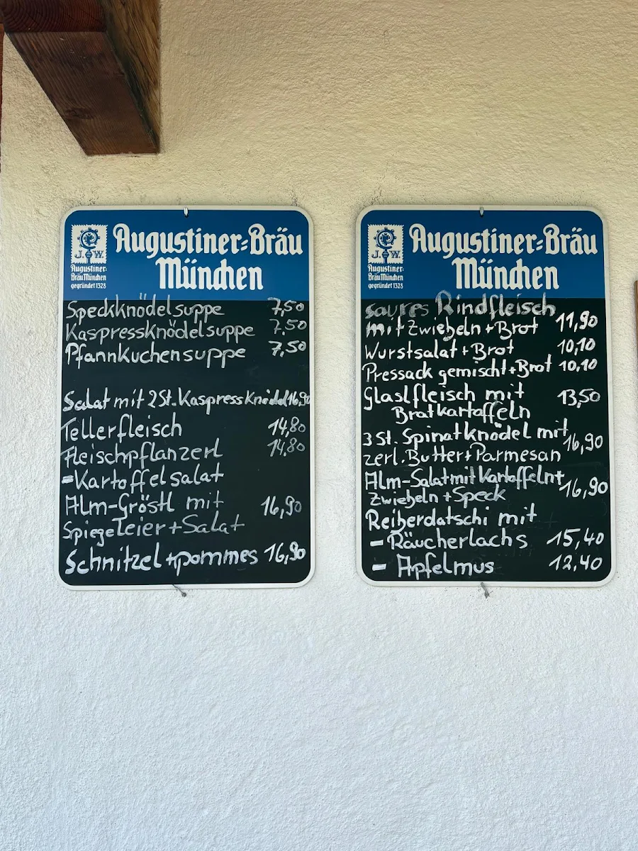 Speisekarte, Berggasthof "Lukas-Alm"