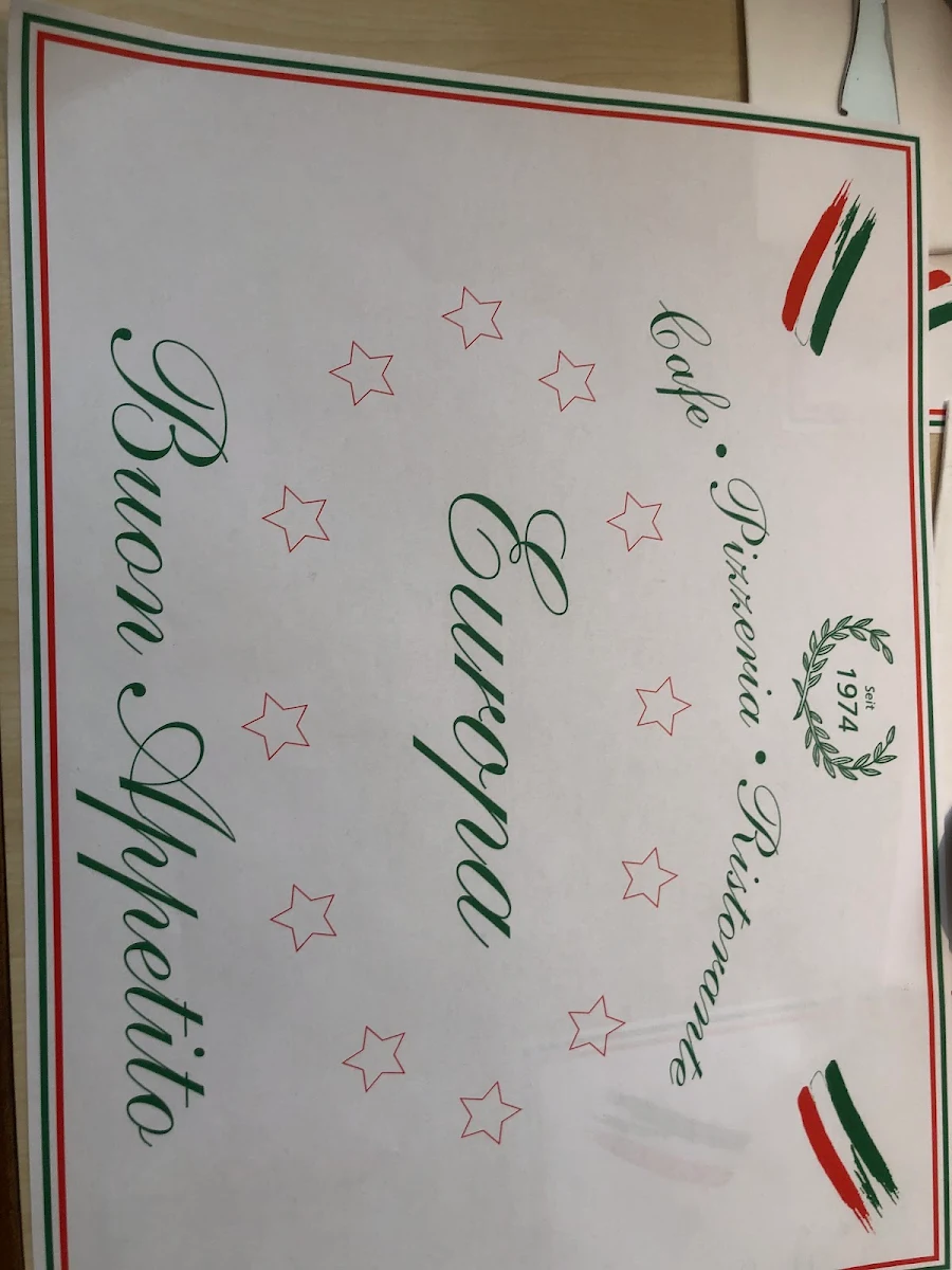 Speisekarte, Pizzeria Europa