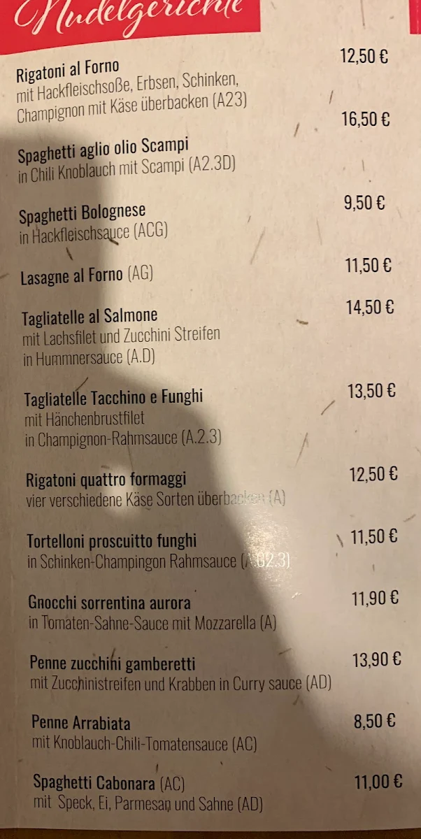 Speisekarte, La Bella Napoli