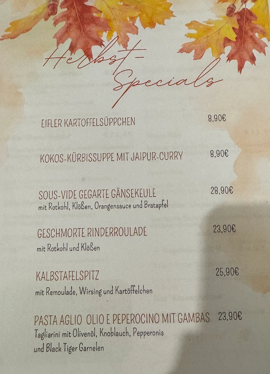 Speisekarte, Gasthaus Lindenhof