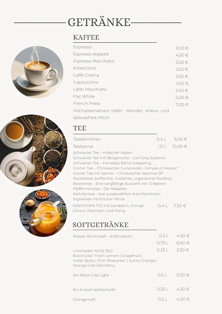Speisekarte, Pavlova Cafe