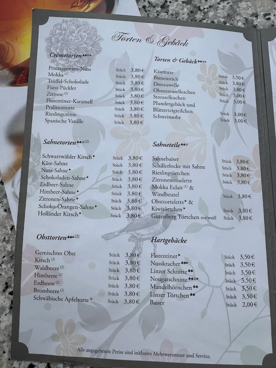 Speisekarte, Café & Konditorei Frankenbach
