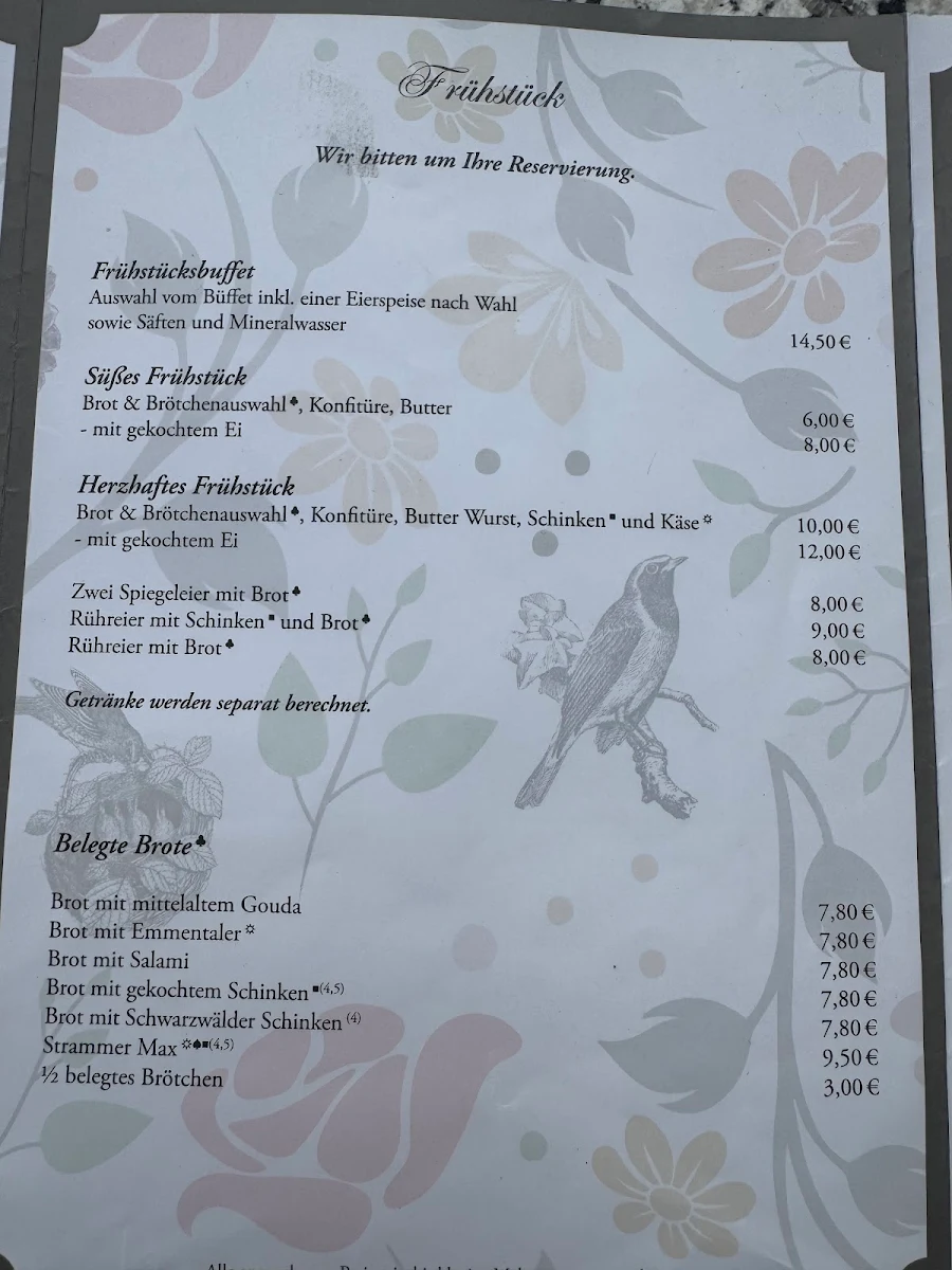 Speisekarte, Café & Konditorei Frankenbach