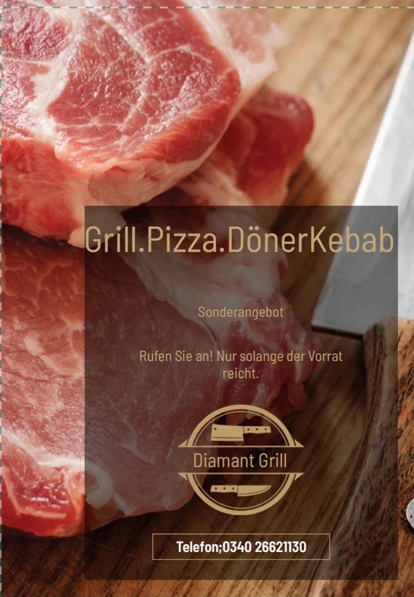 Speisekarte, Diamant Grill Dessau-Roßlau