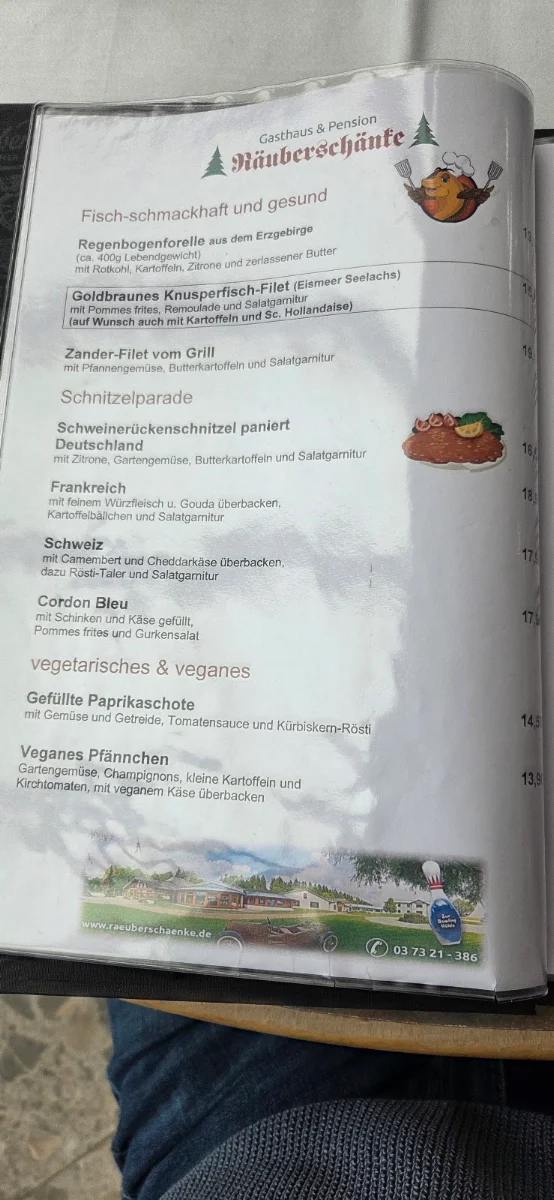 Speisekarte, Räuberschänke GmbH & Co. KG