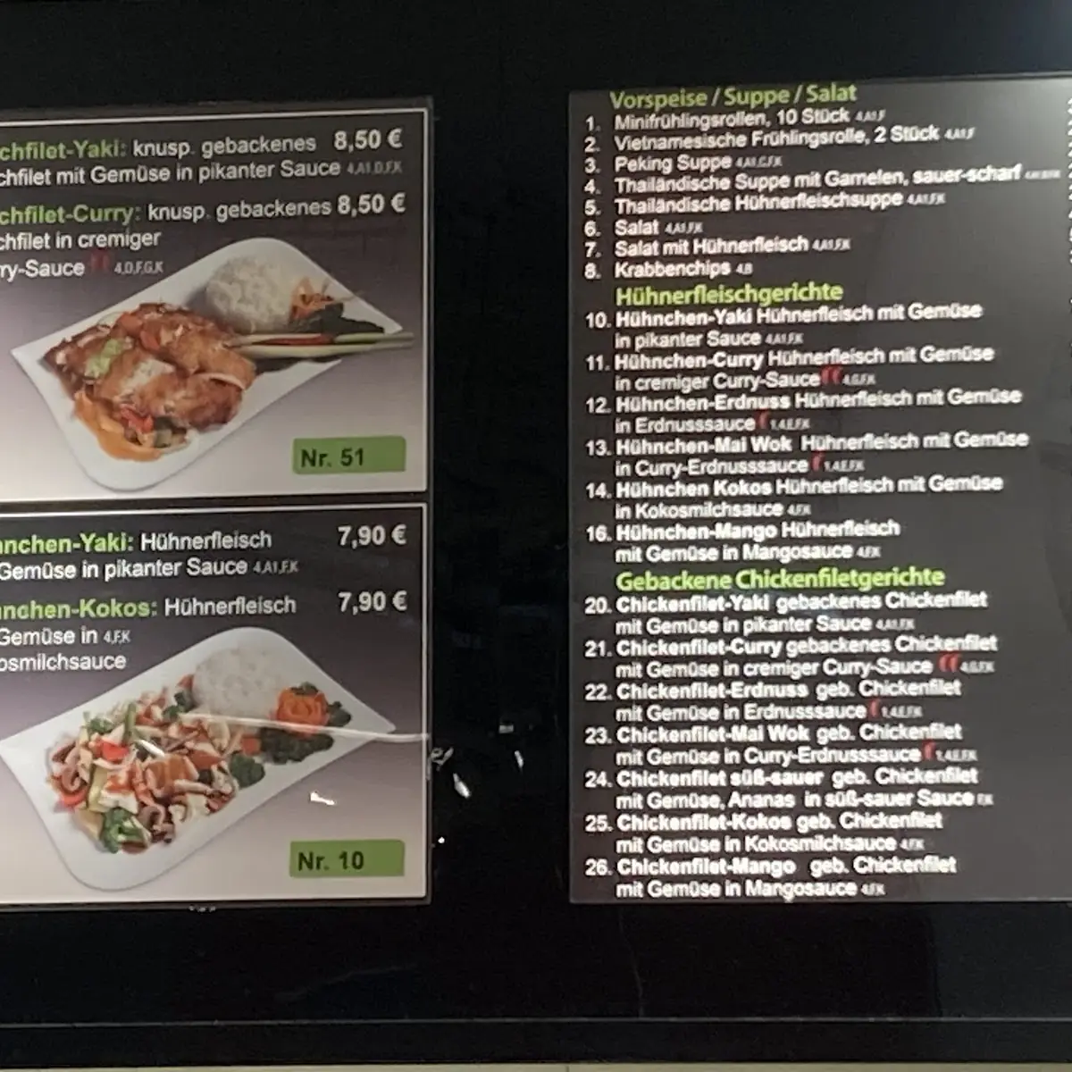 Speisekarte, Mai Wok
