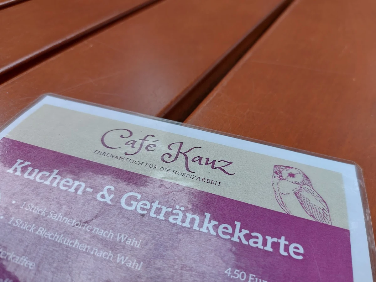 Speisekarte, Café Kauz - ehrenamtlich für die Hospizarbeit