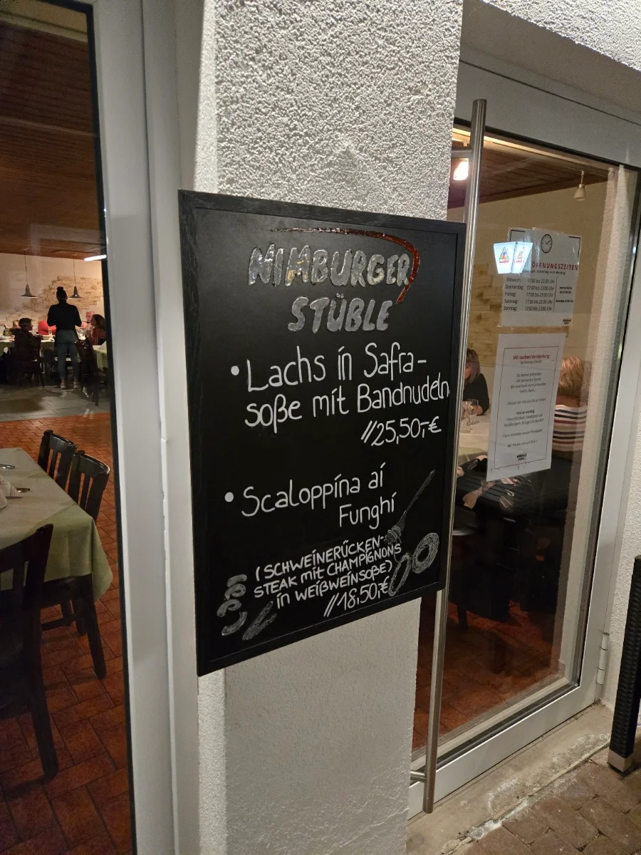 Speisekarte, Nimburger Stüble
