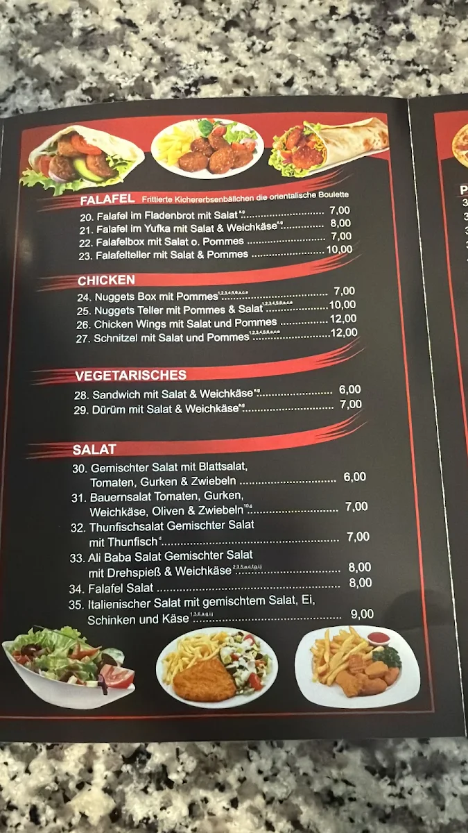 Speisekarte, Ali Baba Herbrechtingen