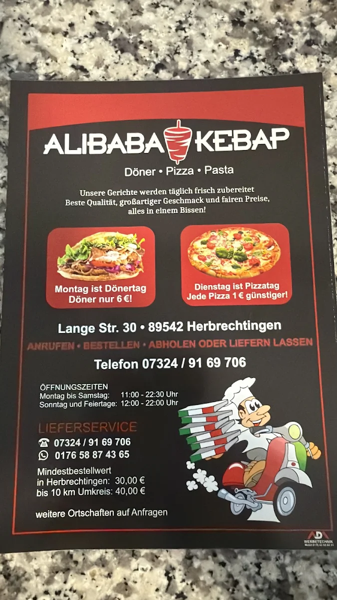 Speisekarte, Ali Baba Herbrechtingen