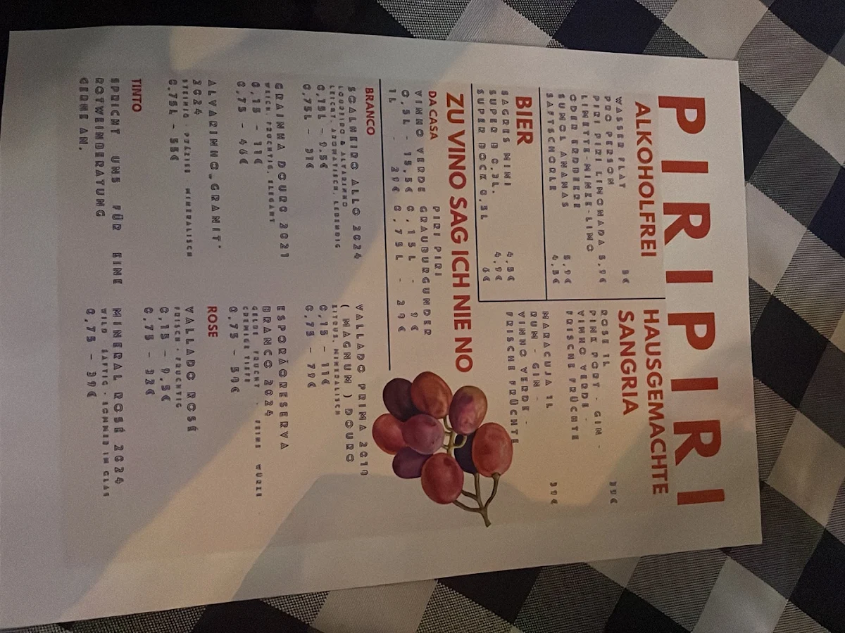 Speisekarte, Piri Piri Hamburg