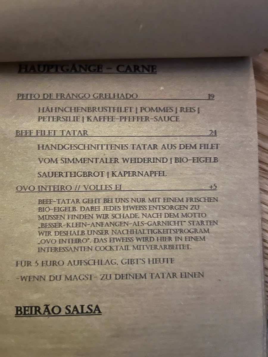 Speisekarte, Piri Piri Hamburg