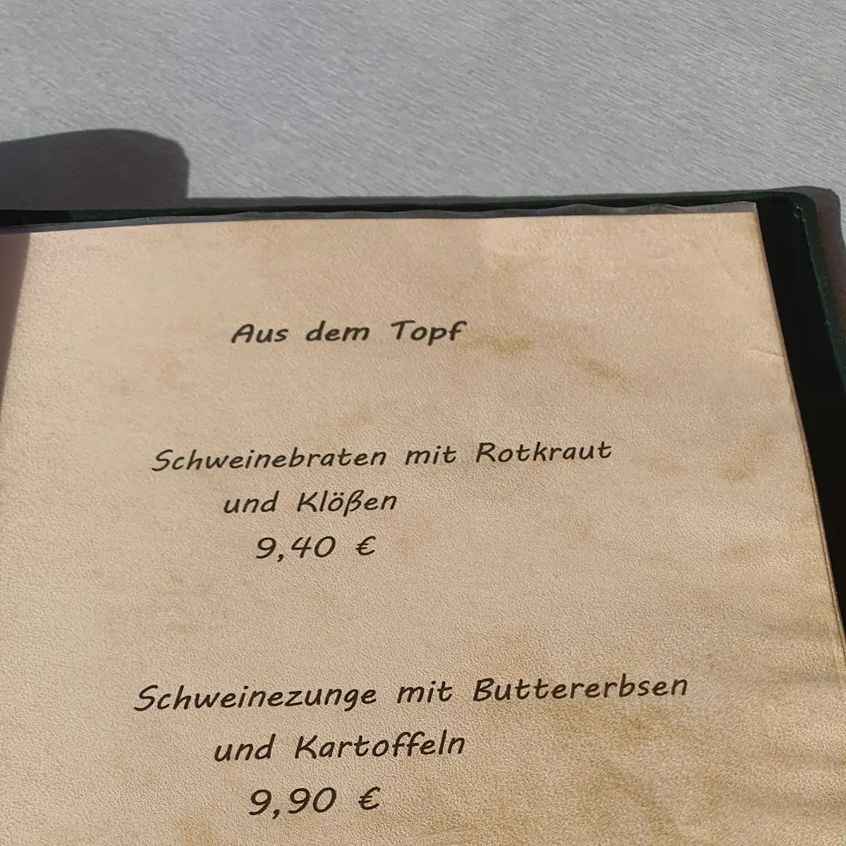 Speisekarte, Altmarkt 6
