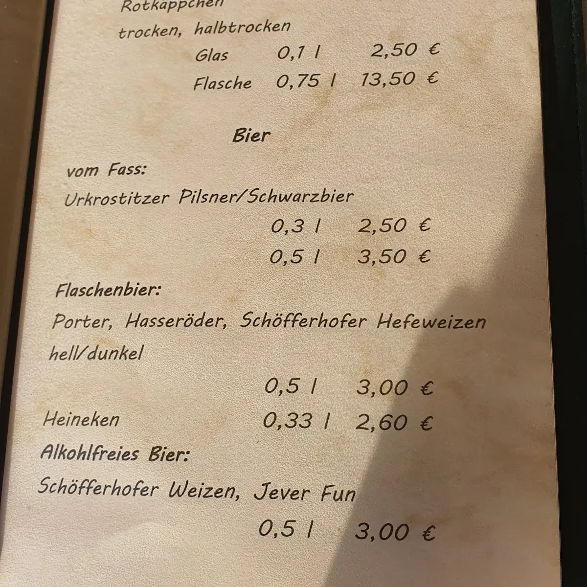 Speisekarte, Altmarkt 6