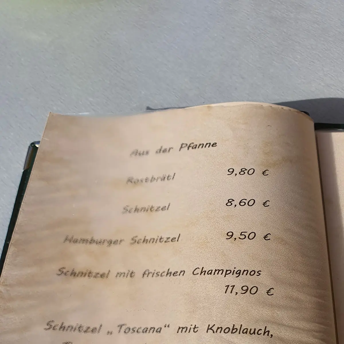 Speisekarte, Altmarkt 6