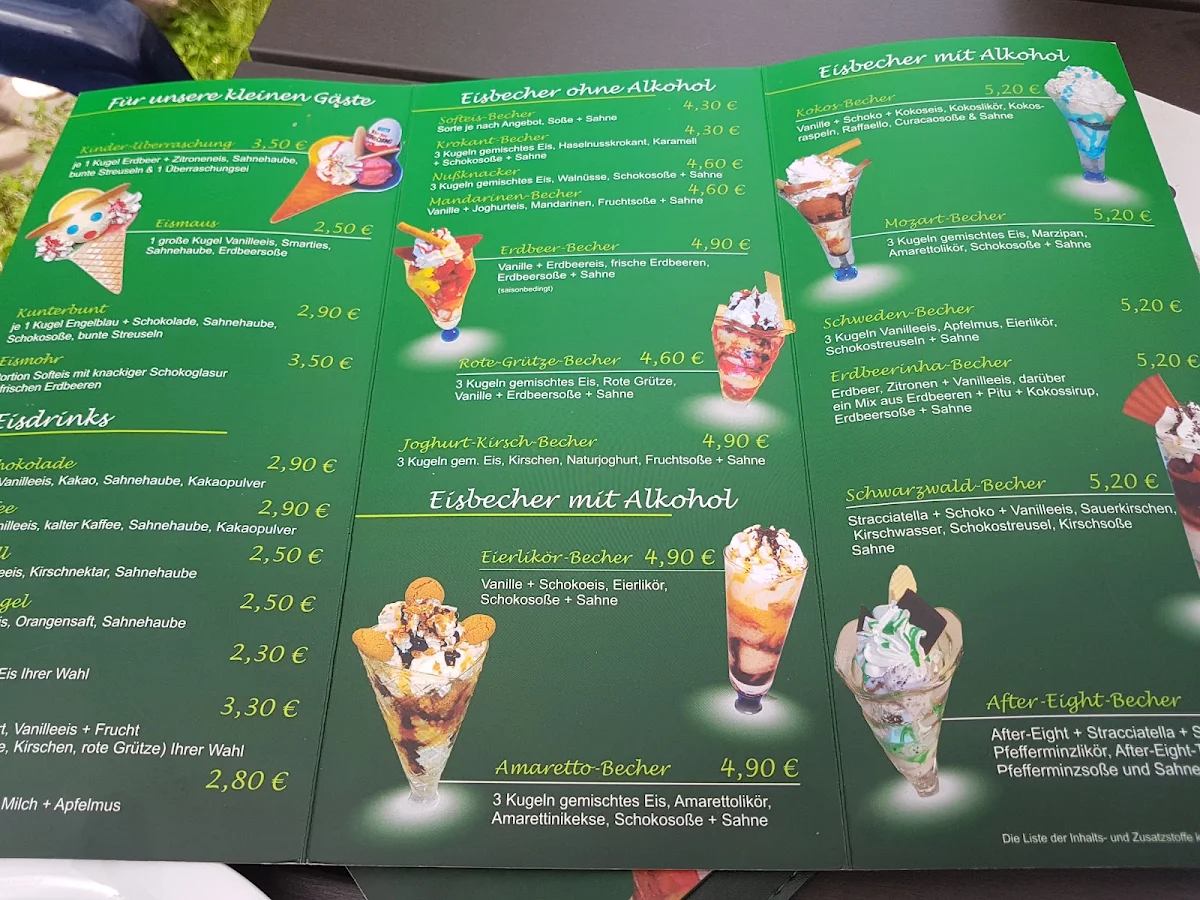 Speisekarte, Eiscafé und Bar Di Lago