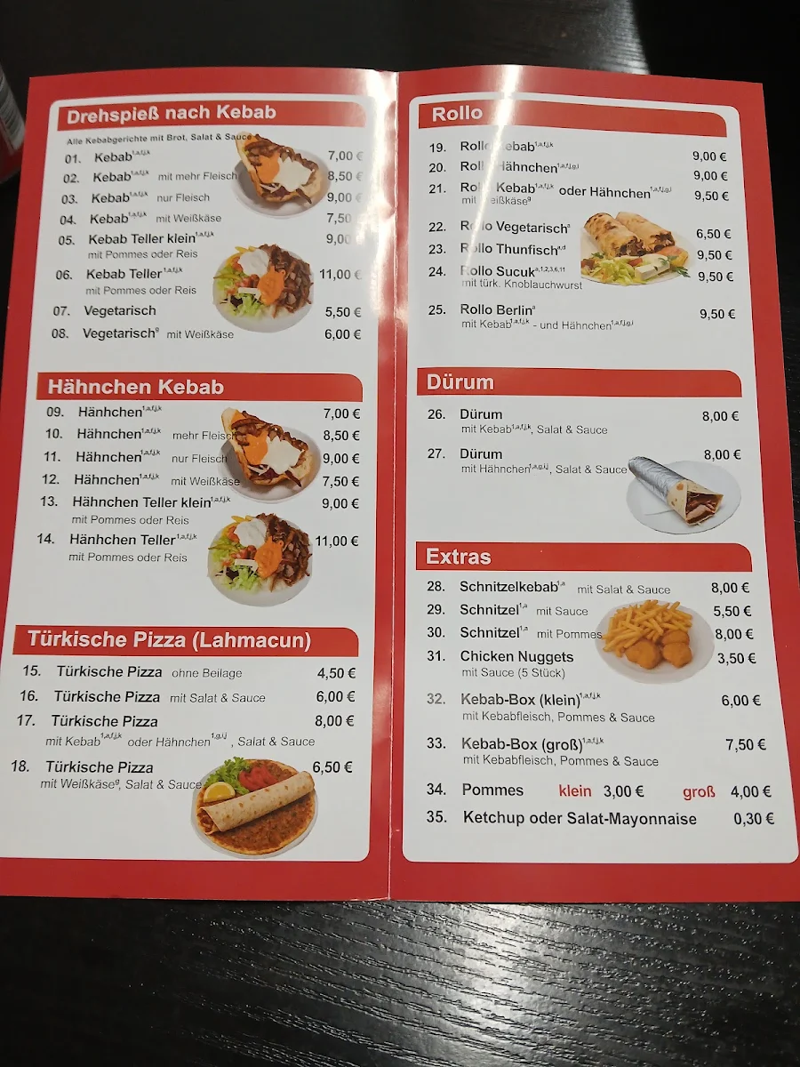 Speisekarte, Berlin Döner