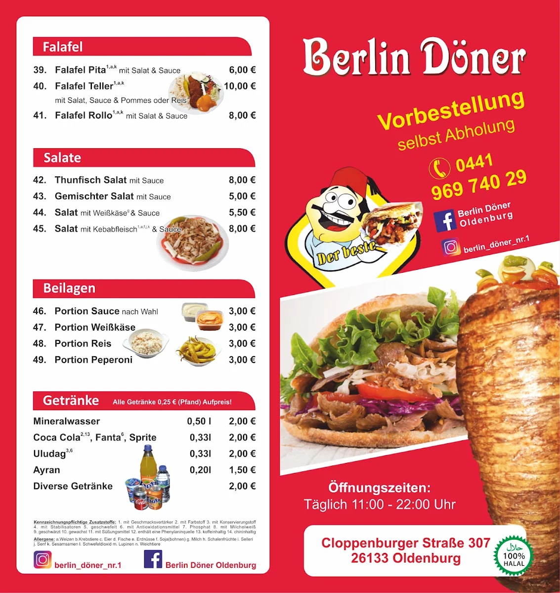 Speisekarte, Berlin Döner