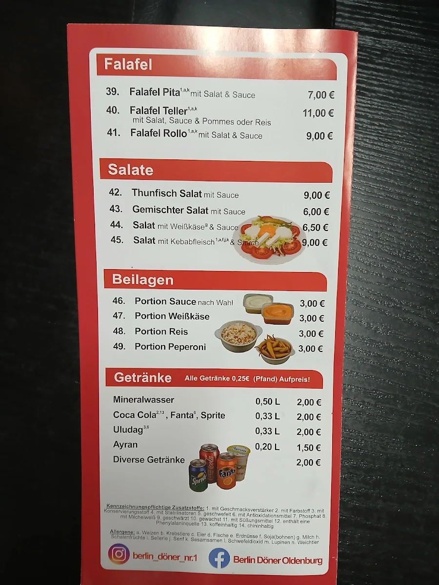 Speisekarte, Berlin Döner