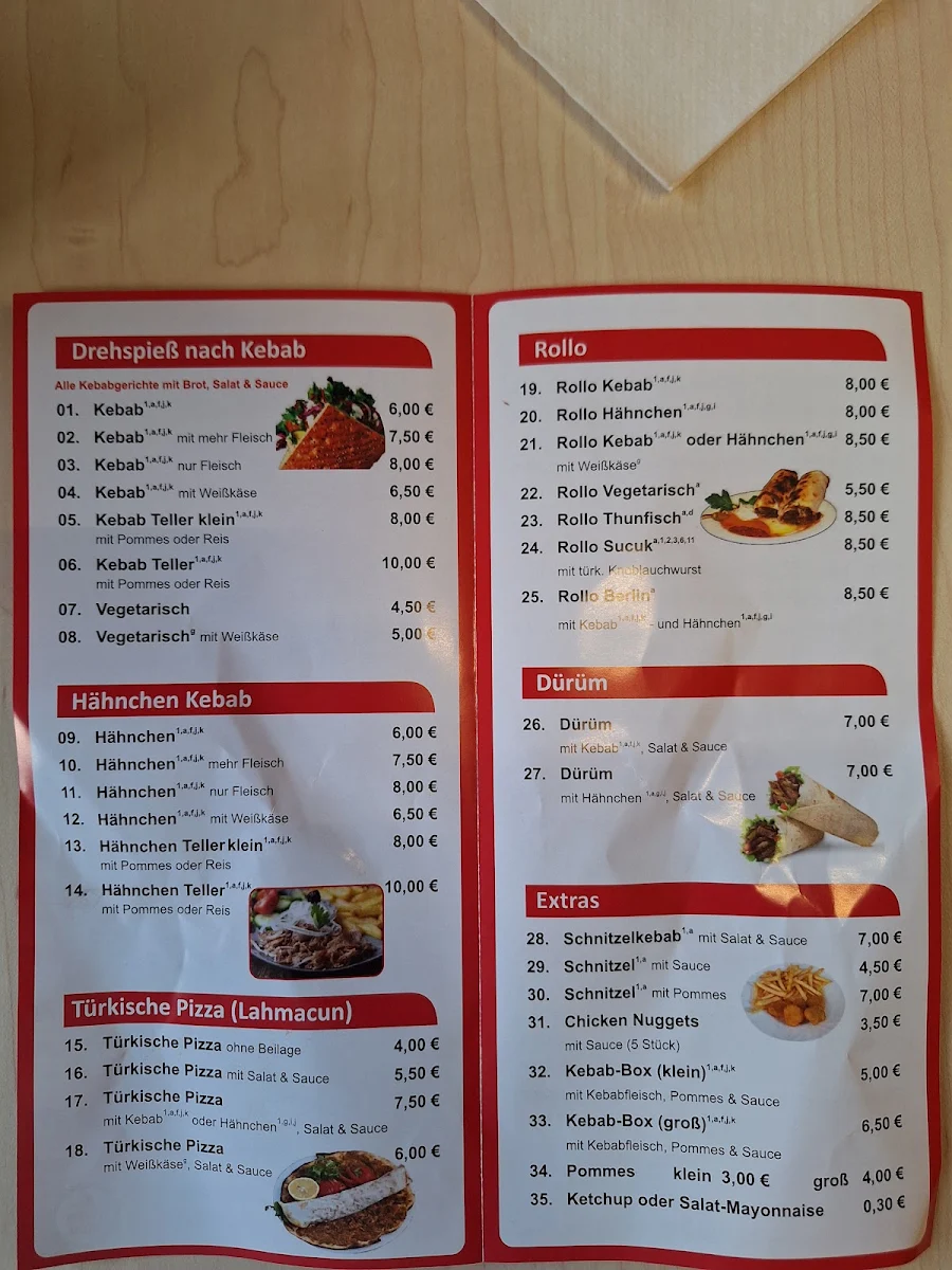 Speisekarte, Berlin Döner