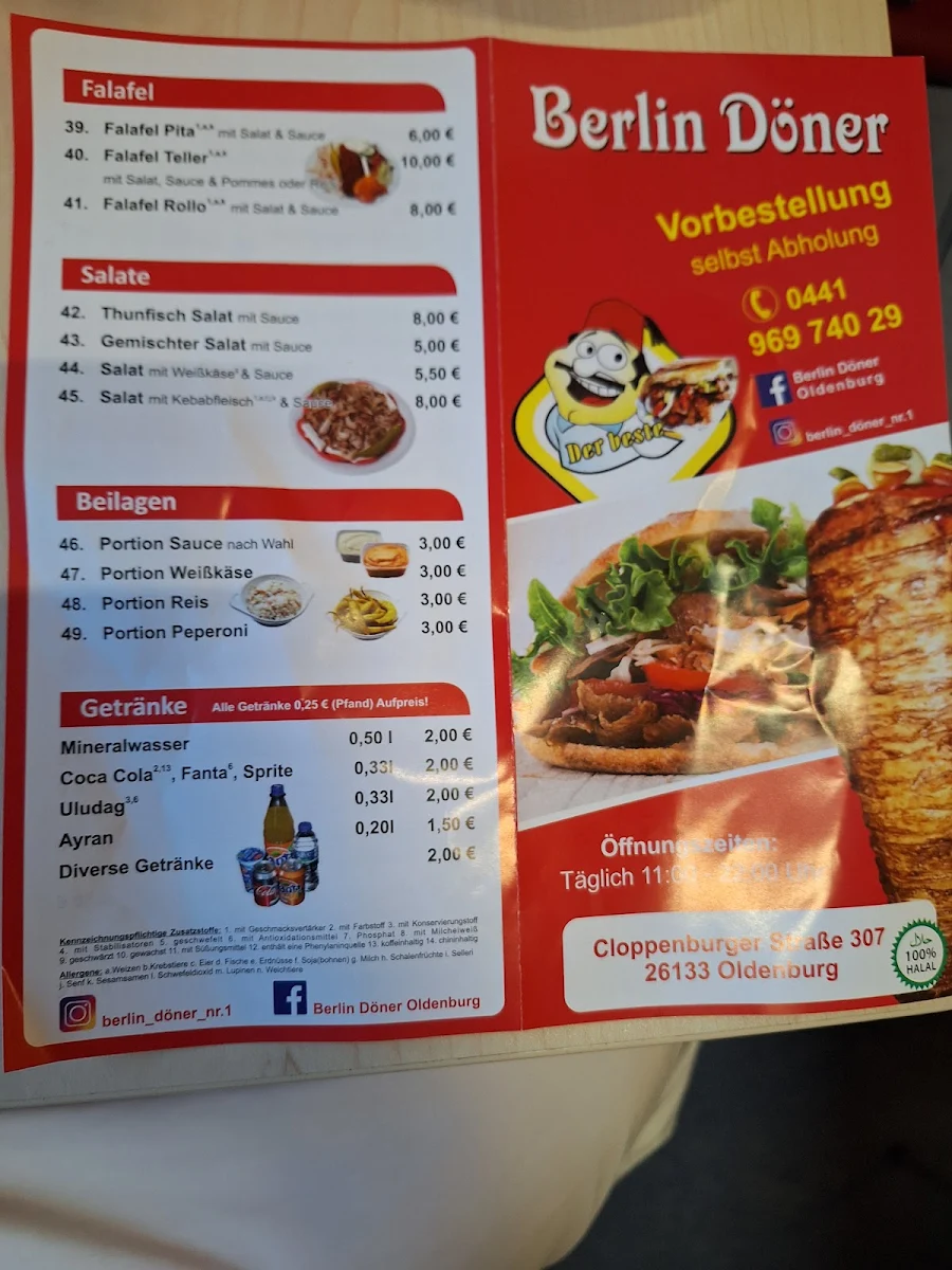 Speisekarte, Berlin Döner