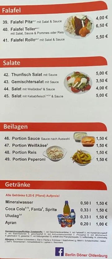 Speisekarte, Berlin Döner