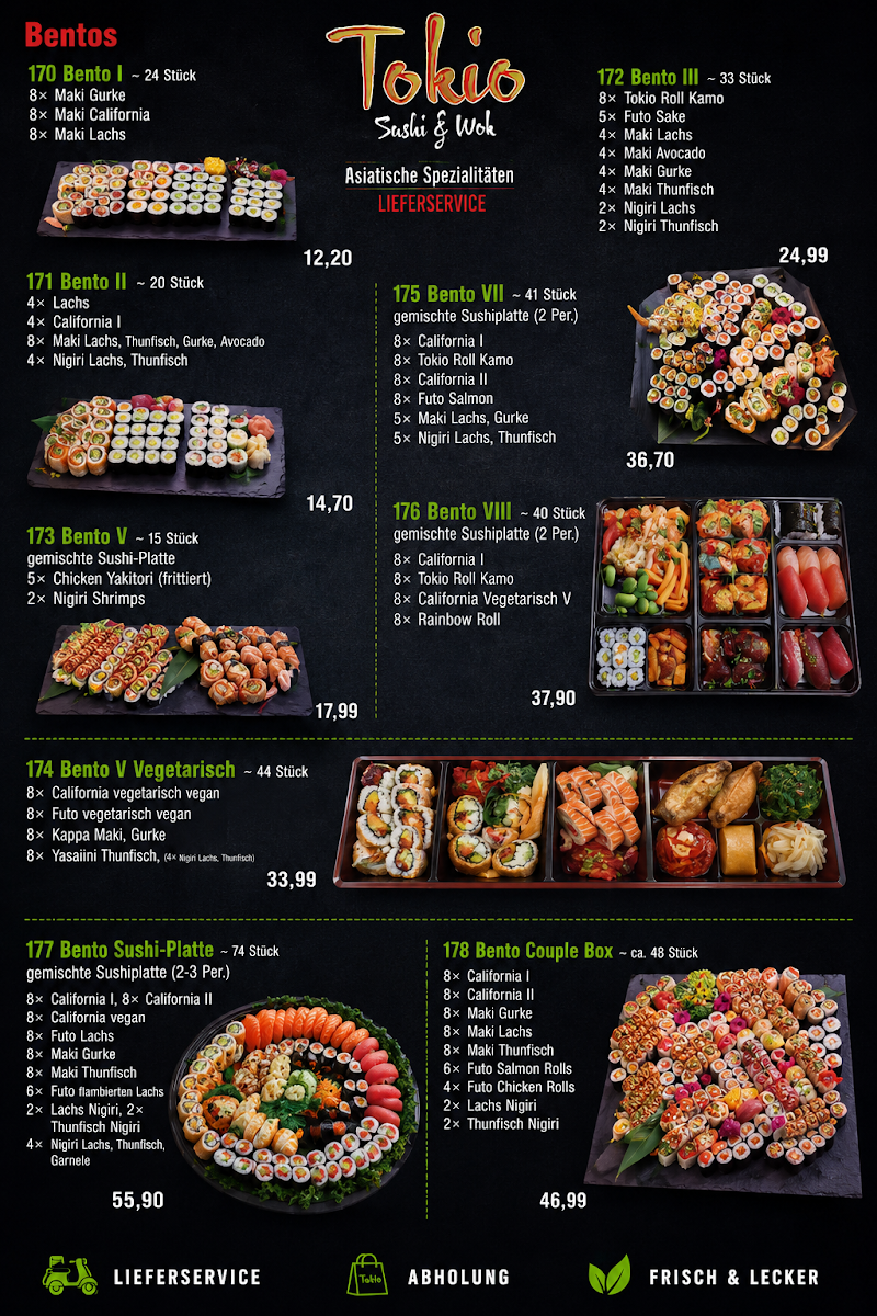 Speisekarte, Tokio Sushi & Wok