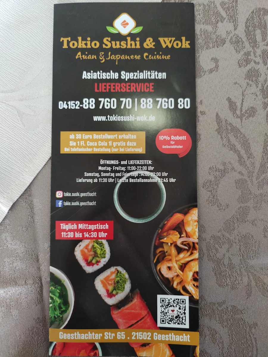 Speisekarte, Tokio Sushi & Wok