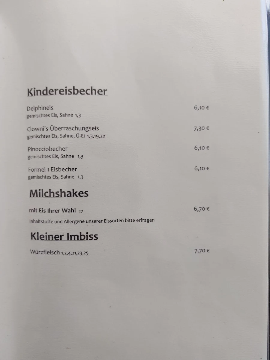 Speisekarte, Domcafe
