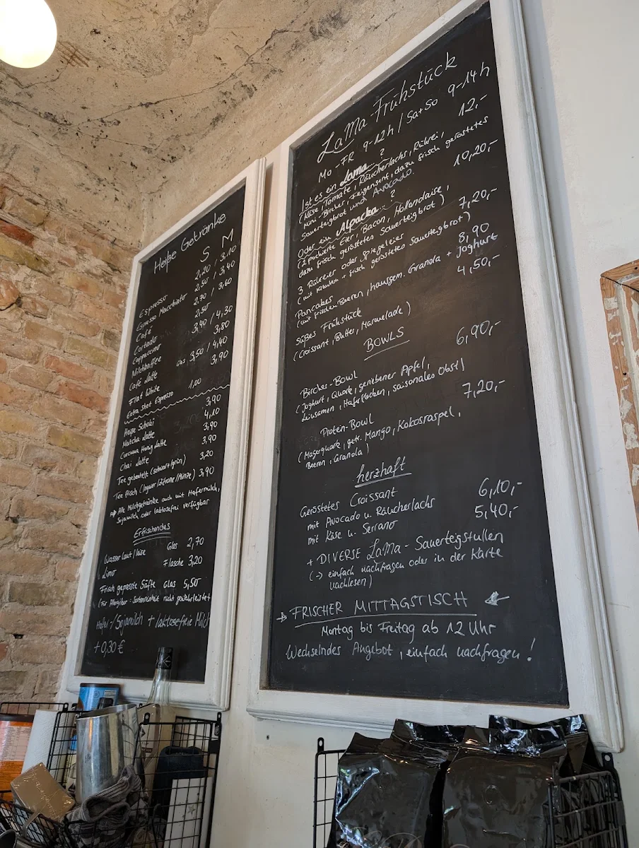 Speisekarte, Café Lama