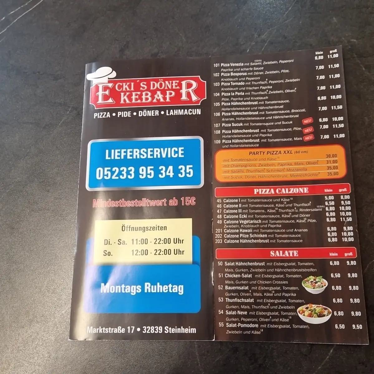 Speisekarte, Eckis Döner Kebap Imbiss