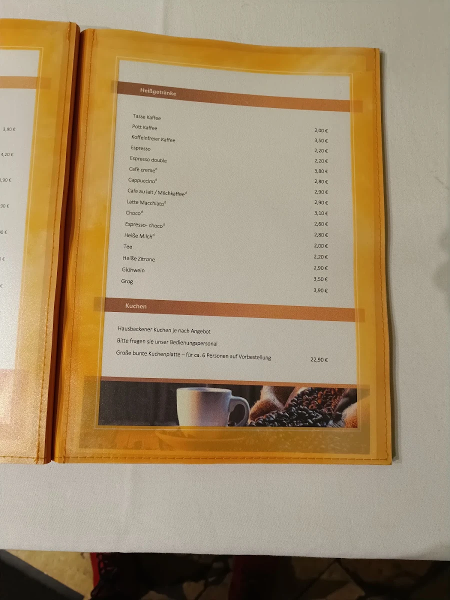 Speisekarte, Restaurant Gemeinschaftshaus "G-Haus"