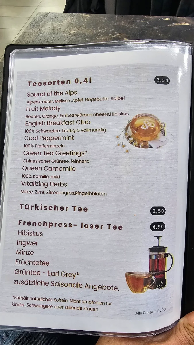 Speisekarte, Boymer Cafe