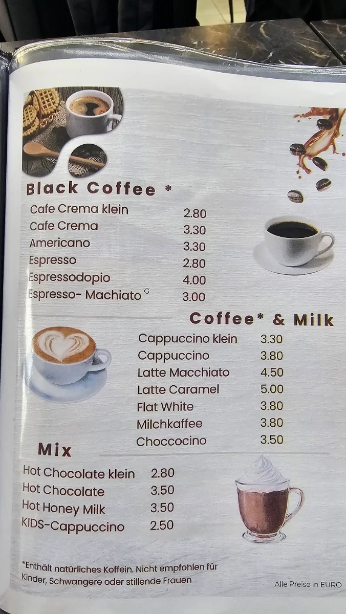 Speisekarte, Boymer Cafe