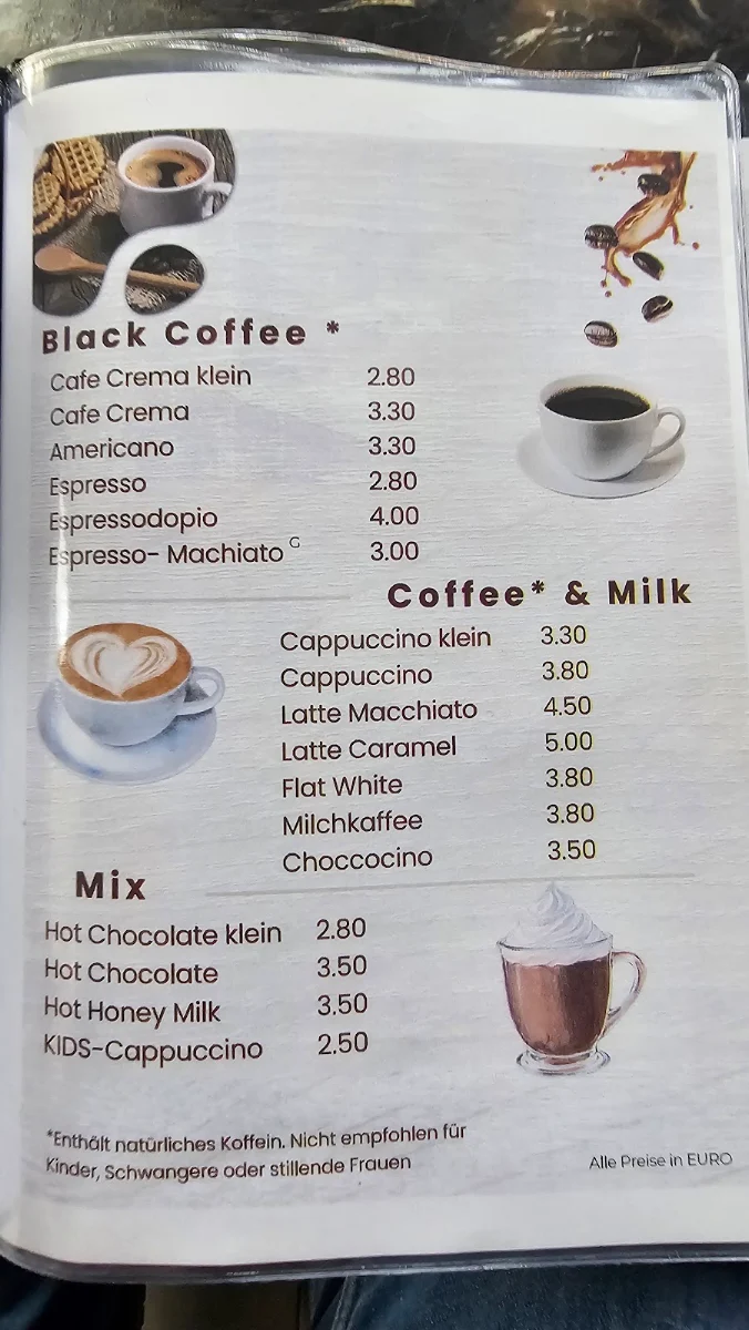 Speisekarte, Boymer Cafe