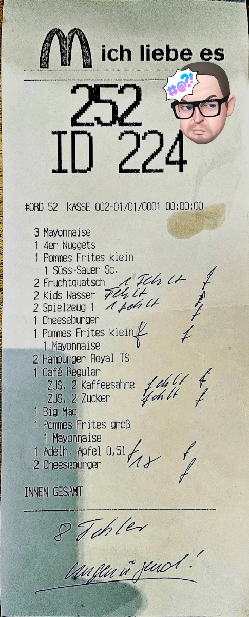 Speisekarte, McDonald's