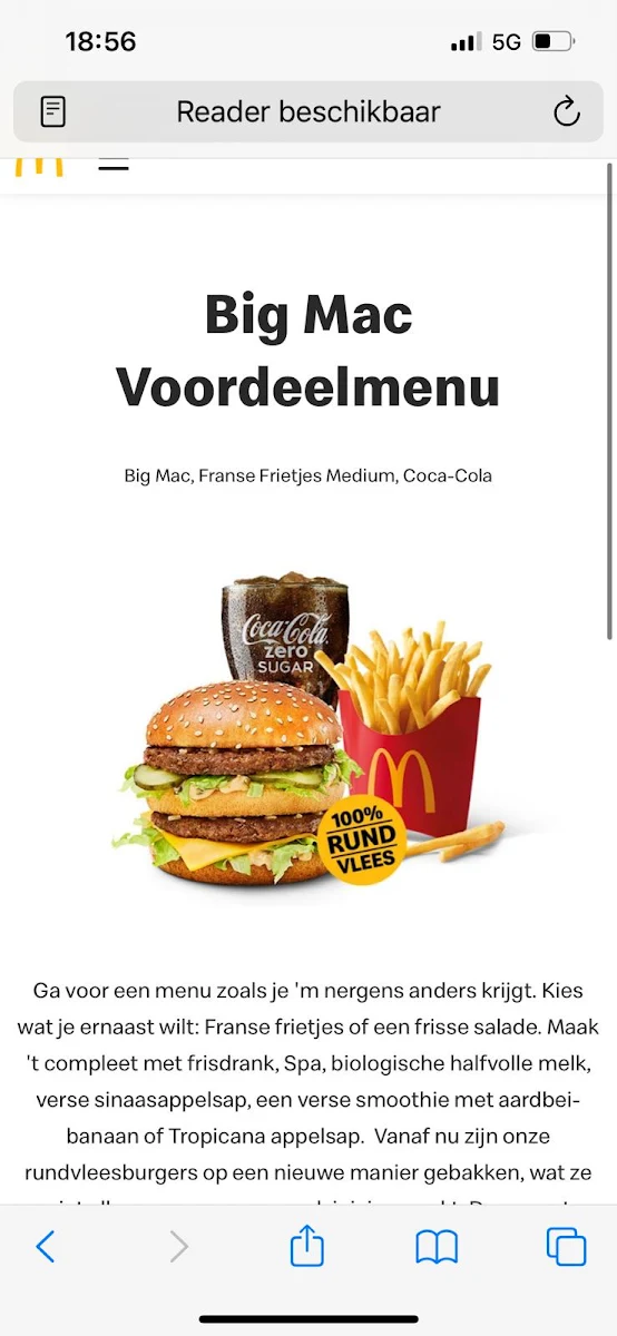 Speisekarte, McDonald's