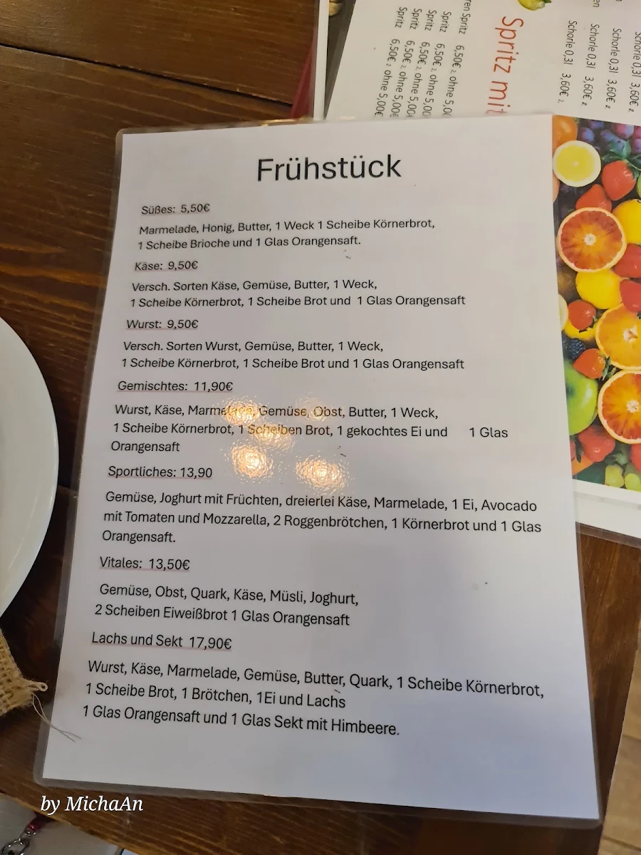 Speisekarte, Café Marie