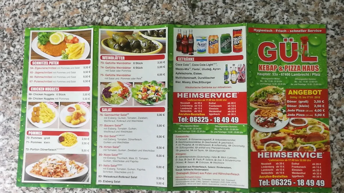 Speisekarte, Gül Döner Pizza Haus 1 Lambrecht(Pfalz)