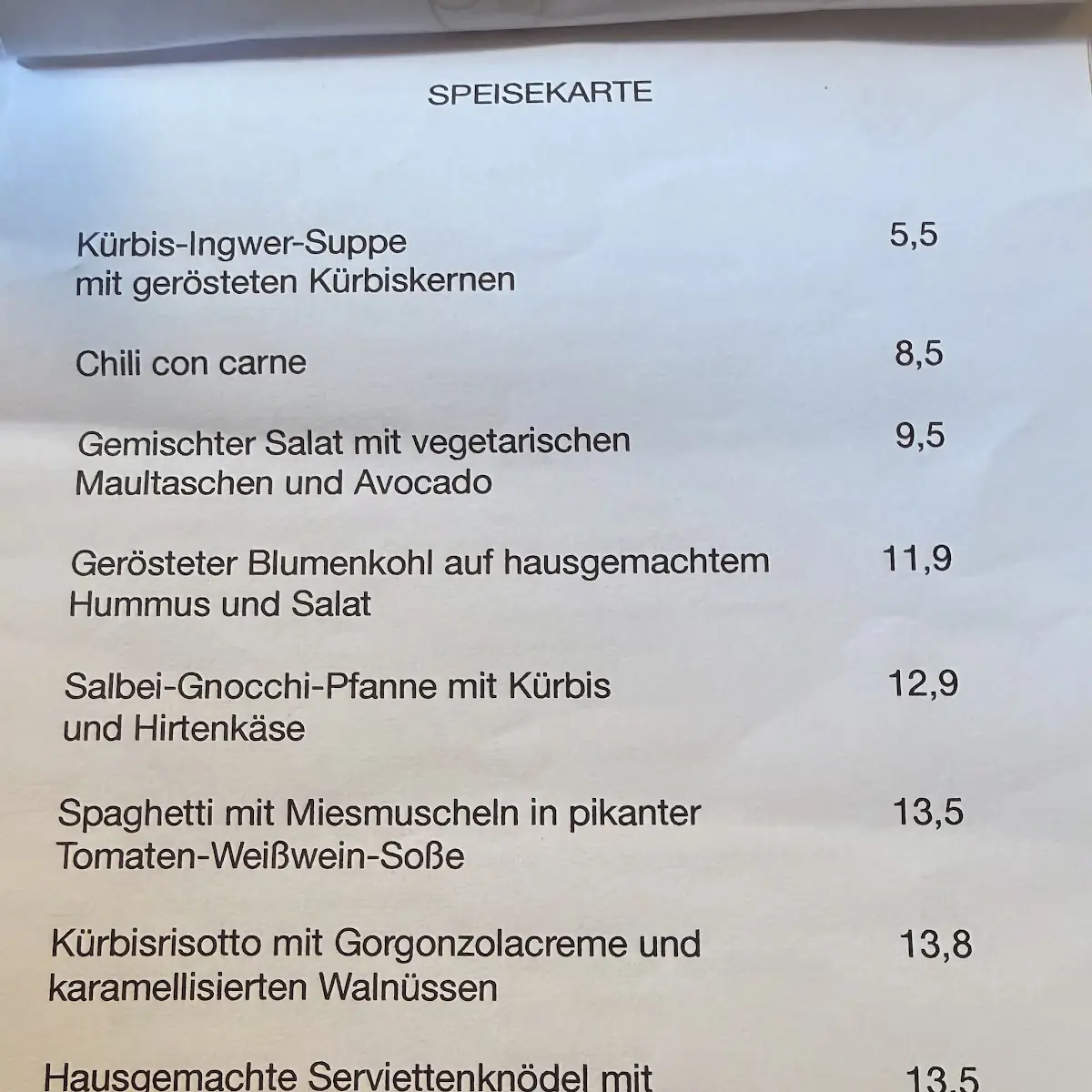 Speisekarte, Mephisto Coffee & Kitchen