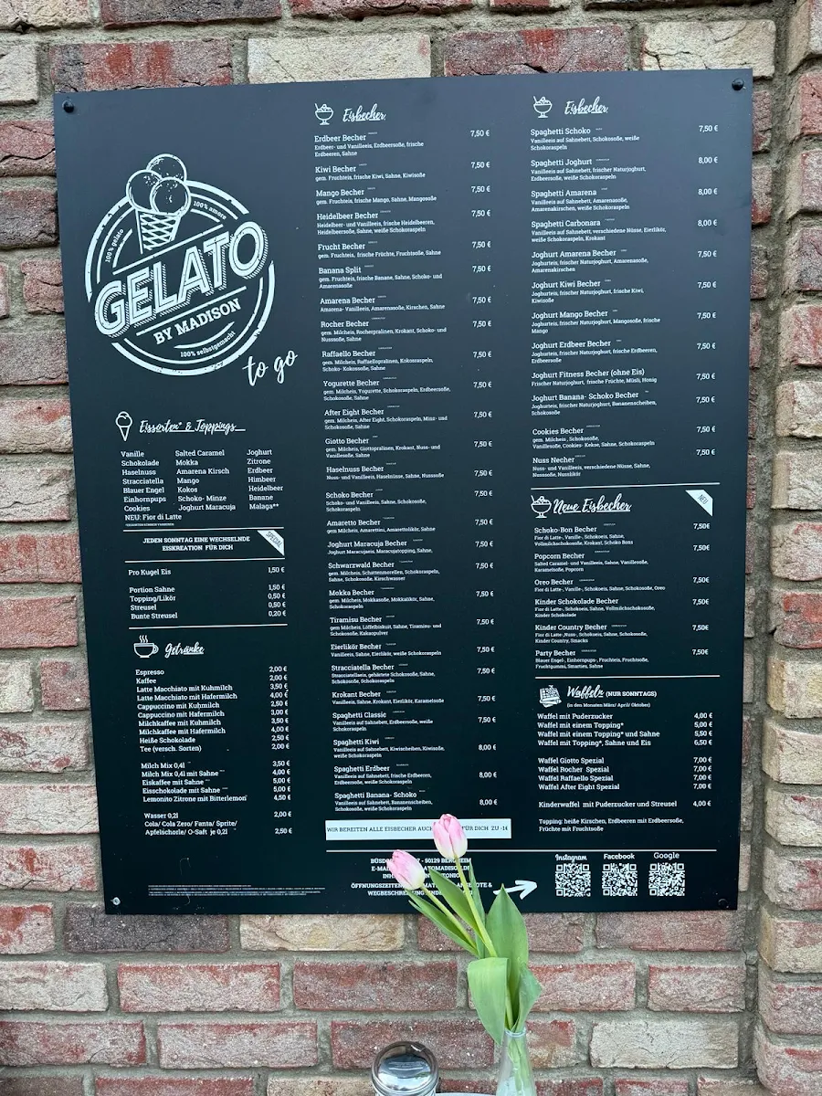 Speisekarte, Gelato by Madison
