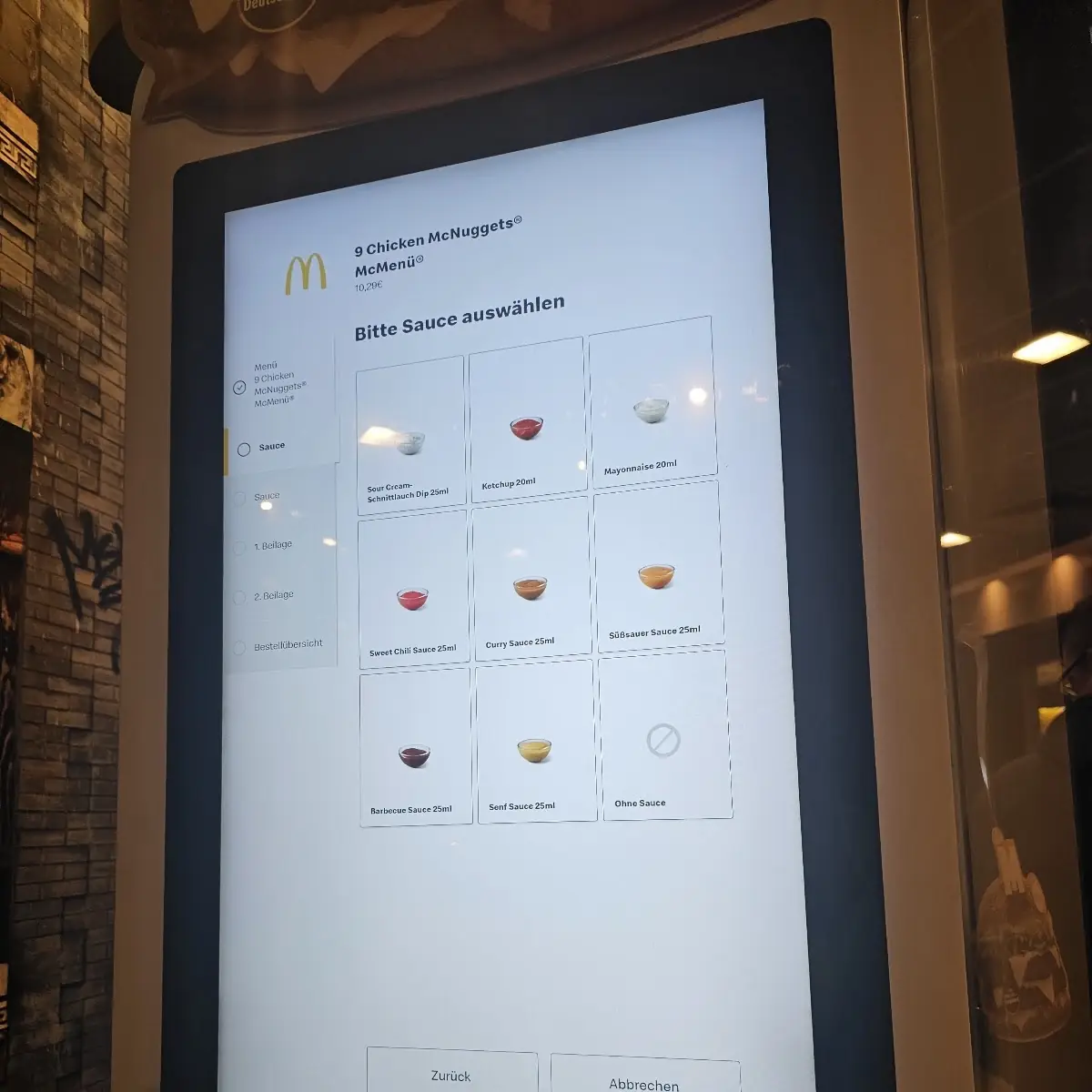 Speisekarte, McDonald's