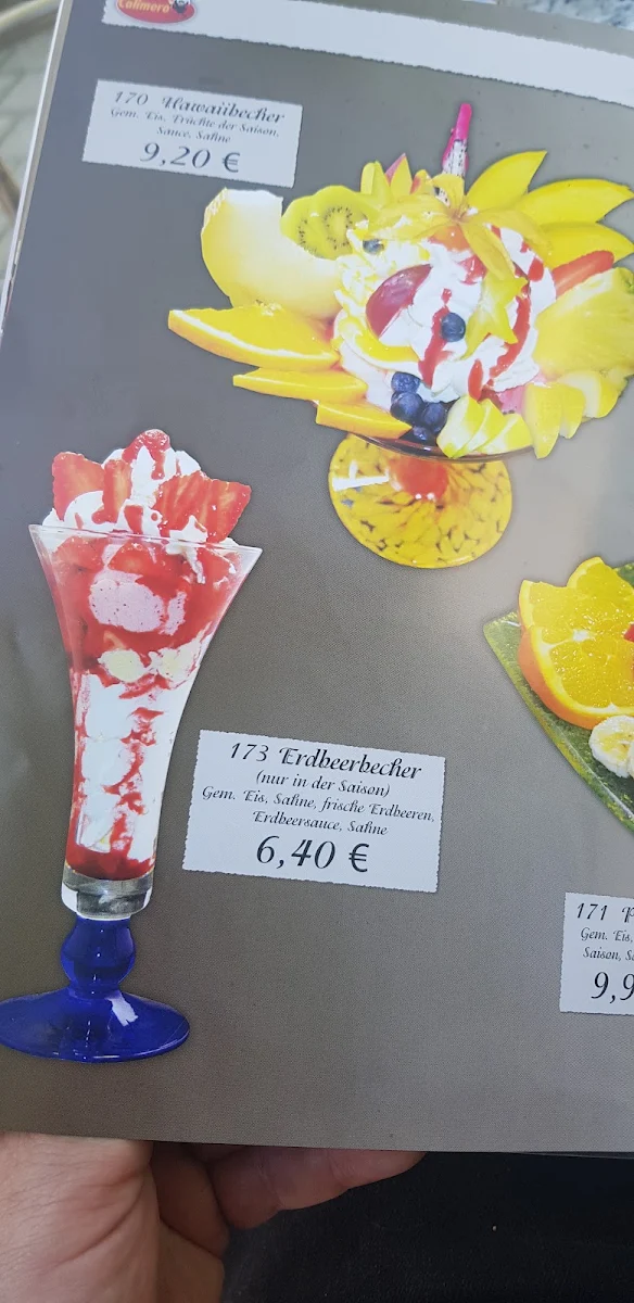 Speisekarte, Eiscafé Calimero