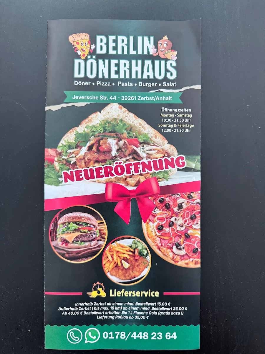 Speisekarte, Berlin Dönerhaus